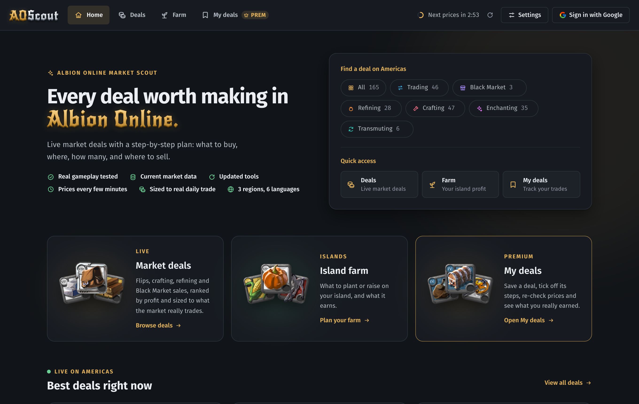 The new Home page