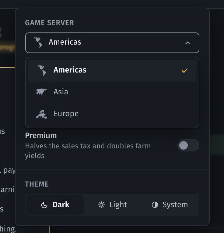 Continent icons for game servers