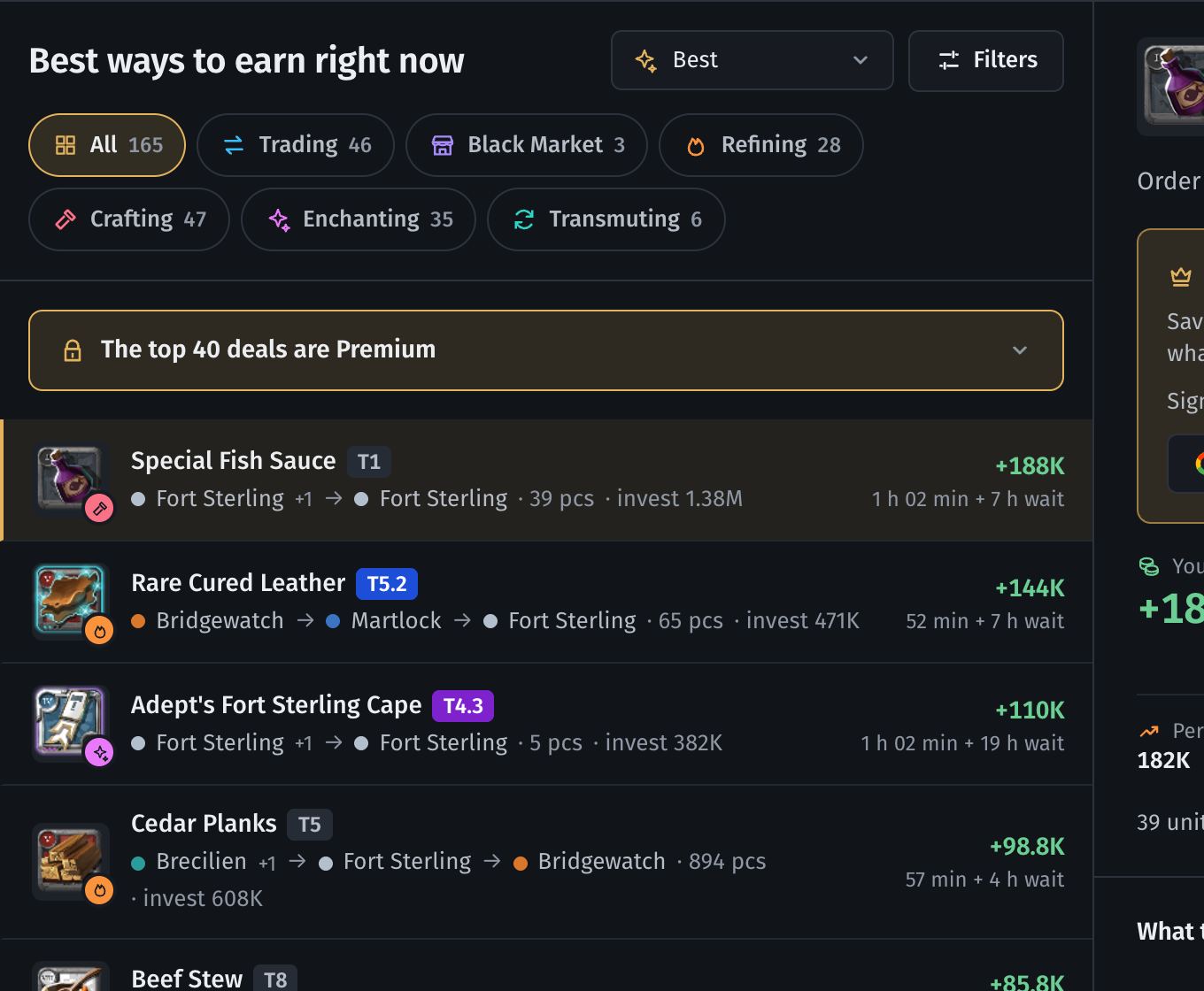 Each deal shows its route, units and investment
